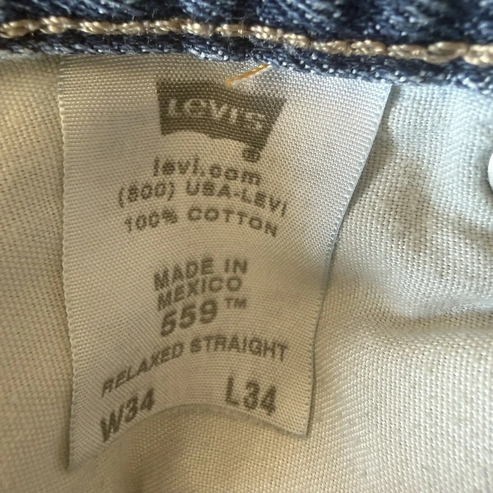 Vintage Levis 559 Jeans Mens Relaxed Straight Med Wash Denim 34x34 Fit 33x33 Y2K